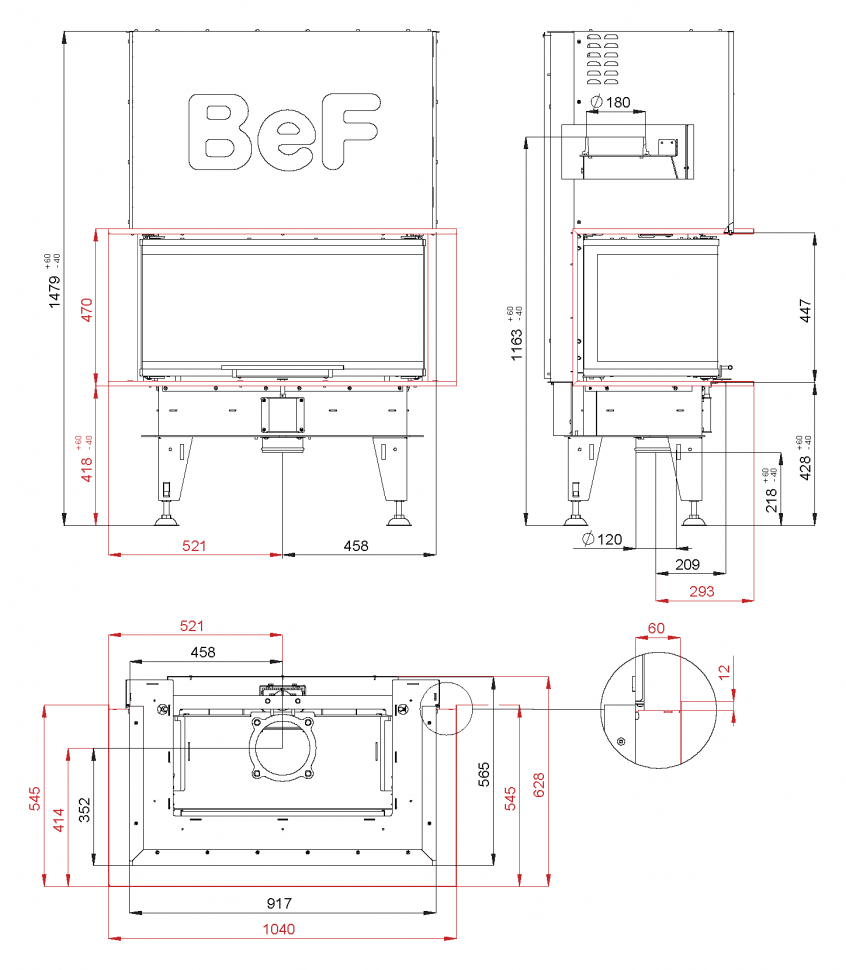 Каминная топка BeF Therm V 8 C