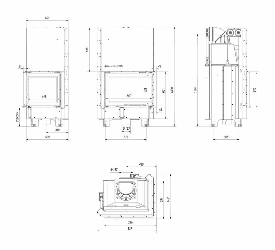 Каминная топка Kratki MBZ P/BS/G