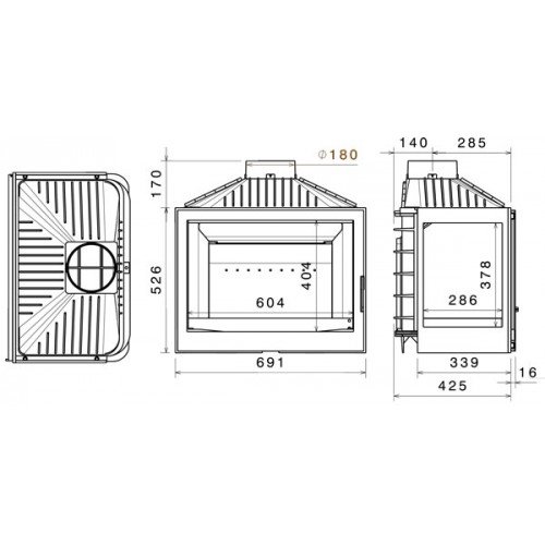Каминная топка Liseo LCI 007 GFR (стекло справа) (L7 R)