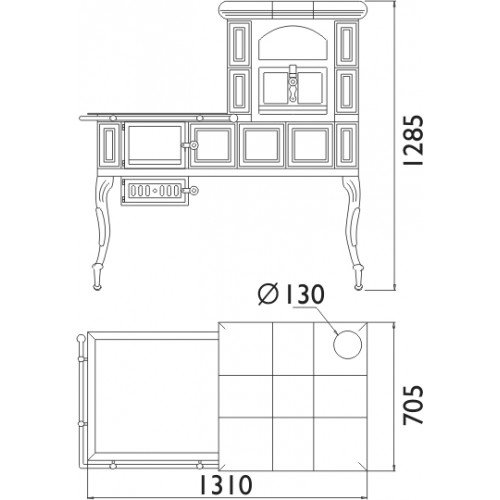 Печь варочная ABX Кафельная Большая плита