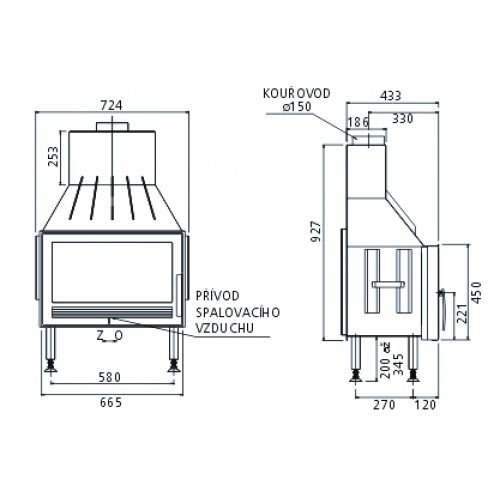 Каминная топка ABX Oxford (вставка)