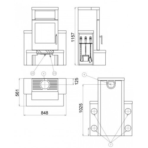 Печь-камин ABX Hamar (гранит)