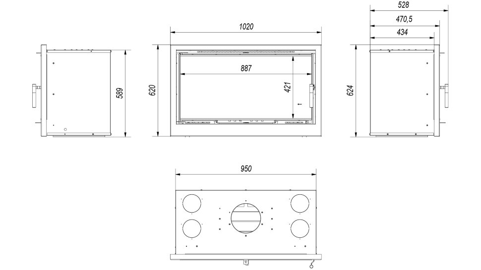 Каминная топка Kratki Arke 95