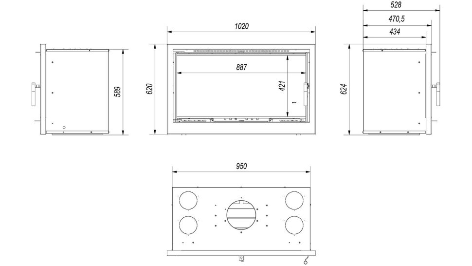 Каминная топка Kratki Arke 95