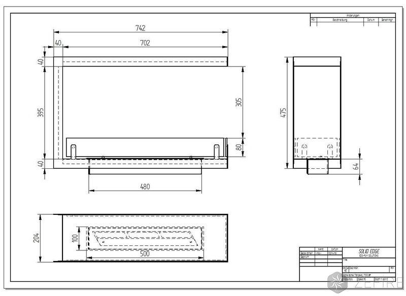 Биокамин торцевой сквозной ZeFire Standart 700