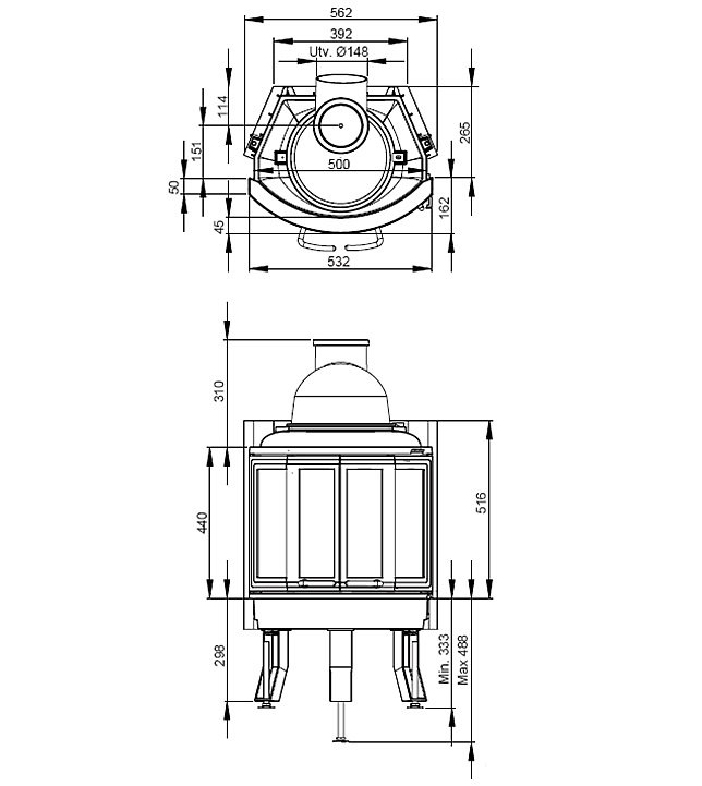 Каминная топка Nordpeis NI-22 Bifold (складные дверцы)