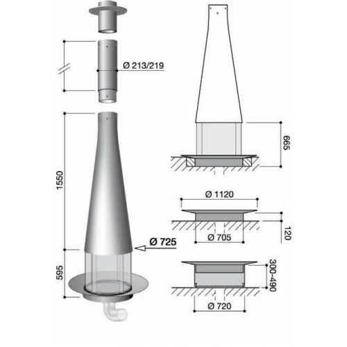Камин дровяной Focus Filiofocus 1600 центральный, со стеклом