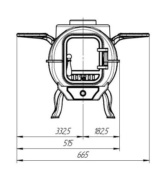 Чугунная дровяная печь-камин Тайга PRO