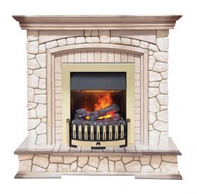 Каминокомплект Preston - Белый/Слоновая кость с патиной с очагом Danville Brass FB2
