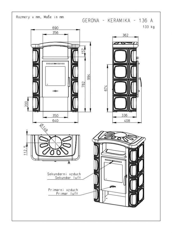 Печь-камин Romotop Gerona керамика