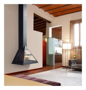 Камин ADMETO FRONTAL, подвесной, верхнее подключение, чёрный (Traforart)