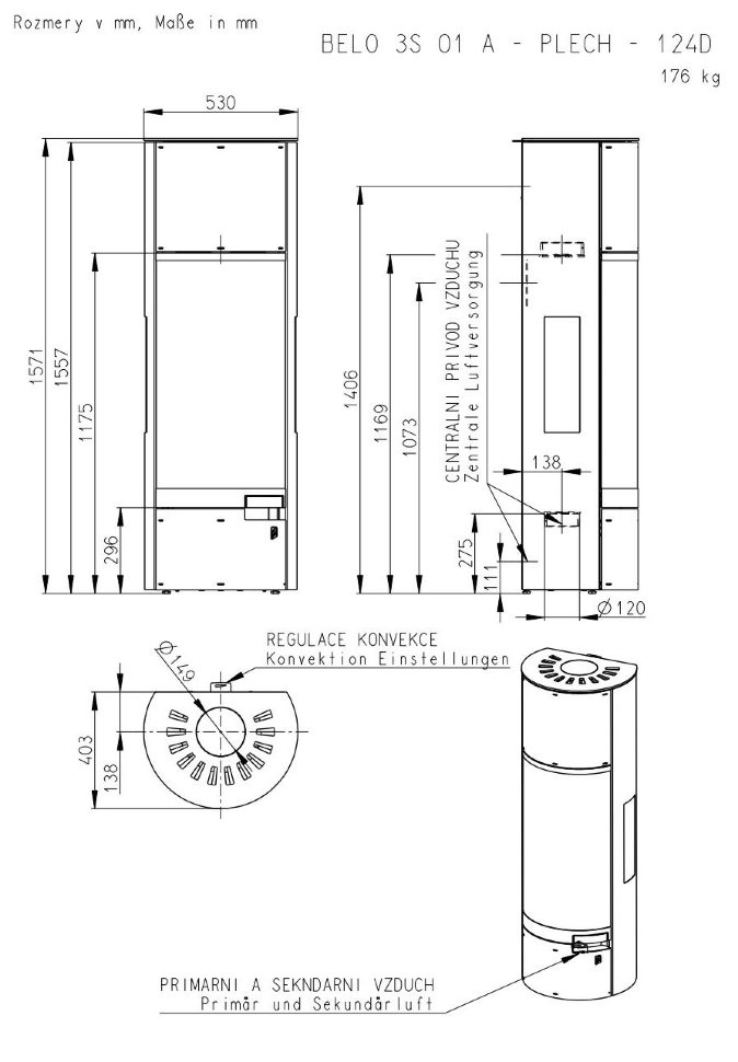 Печь-камин Romotop BELO 3S Akum металл
