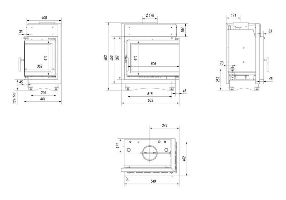 Каминная топка Kratki Maja PW 12 BP/BS Deco
