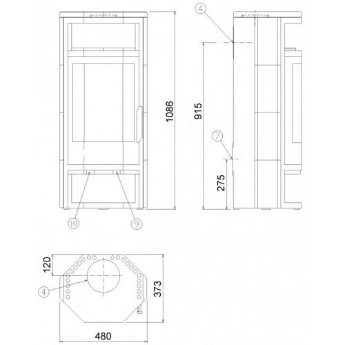 Печь-Камин ABX Kiruna 4 (гранит парадизо)