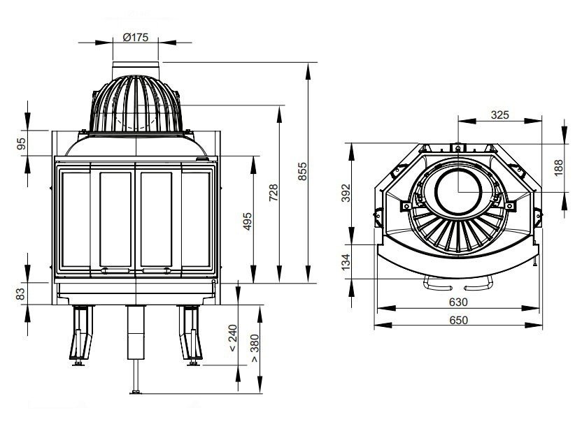 Каминная топка Nordpeis NI-25 Panorama (панорамная дверца)
