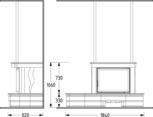 Каминная облицовка Supra Concerto 180, Edelrok + Crema Marfil, левая