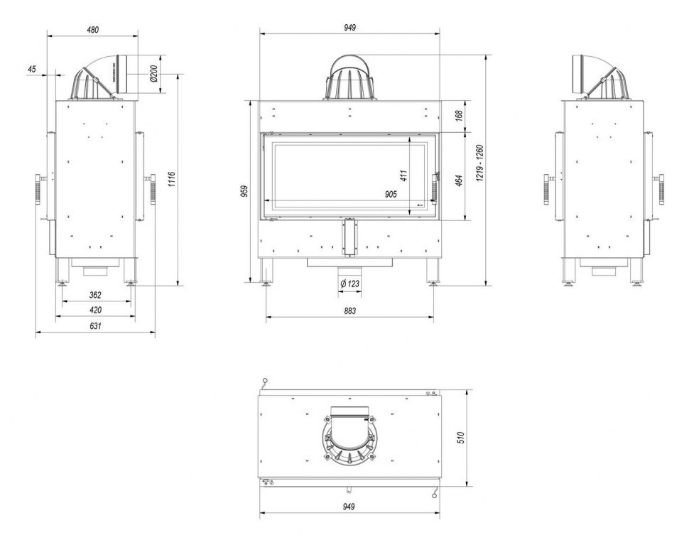 Каминная топка Kratki Lucy 16 T