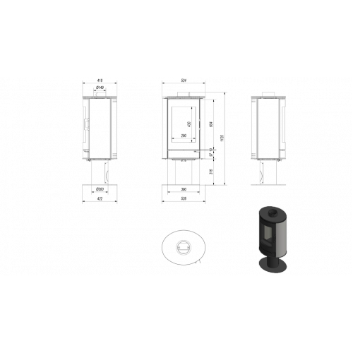 Печь-камин Kratki Koza AB S/N/O Kafel Czerwony