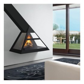 Камин ADMETO FRONTAL, подвесной, труба влево, чёрный (Traforart)