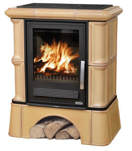 Чугунная кафельная печь камин ABX Bavaria LI (кафельный цоколь, чугунная вставка)