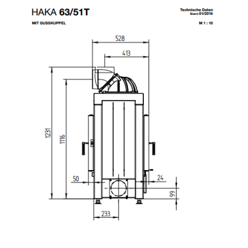 Каминная топка Hoxter Haka 63/51T Стальной теплообменник 45°