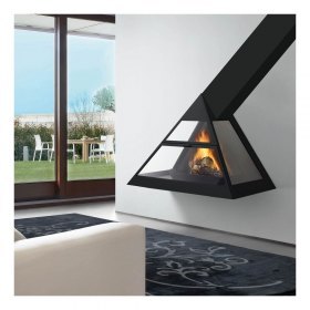 Камин ADMETO FRONTAL, подвесной, труба вправо, чёрный (Traforart)