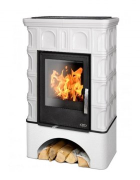 Кафельная печь-камин ABX Britania KI (белый цоколь) с допуском воздуха