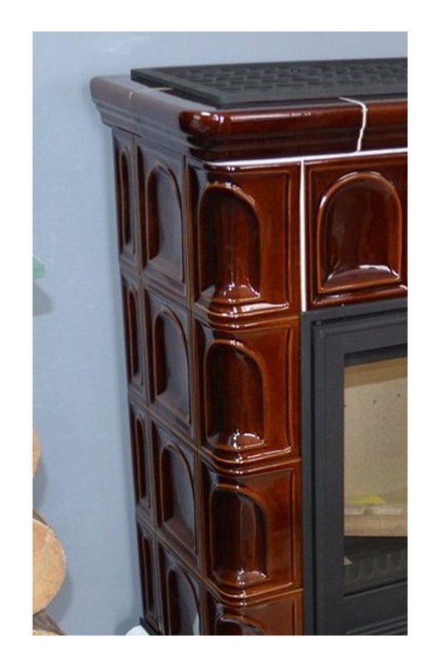 Кафельная печь-камин ABX Britania KI (белый цоколь) с допуском воздуха