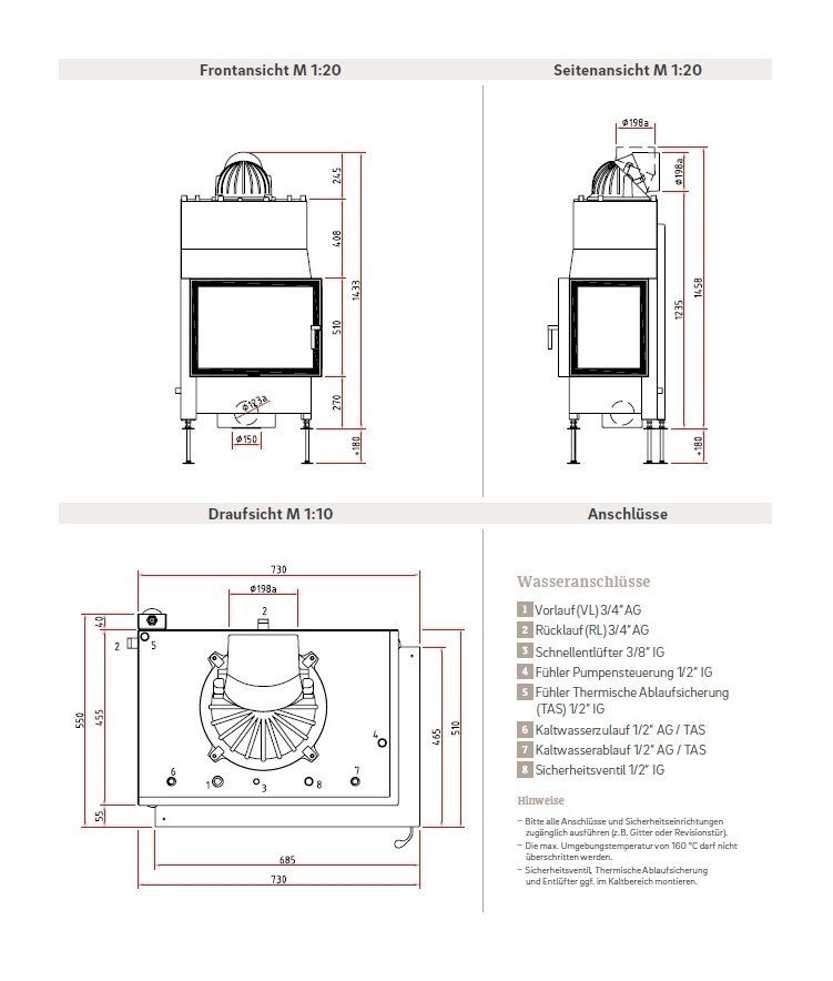 Каминная топка Schmid Ekko W R 6751 s (с перемычкой)