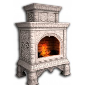 Каминная облицовка КимрПечь Кострома декоративная центральная двухъярусная Белый