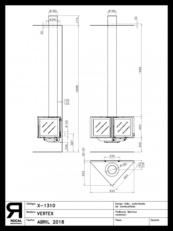 Камин Rocal Vertex
