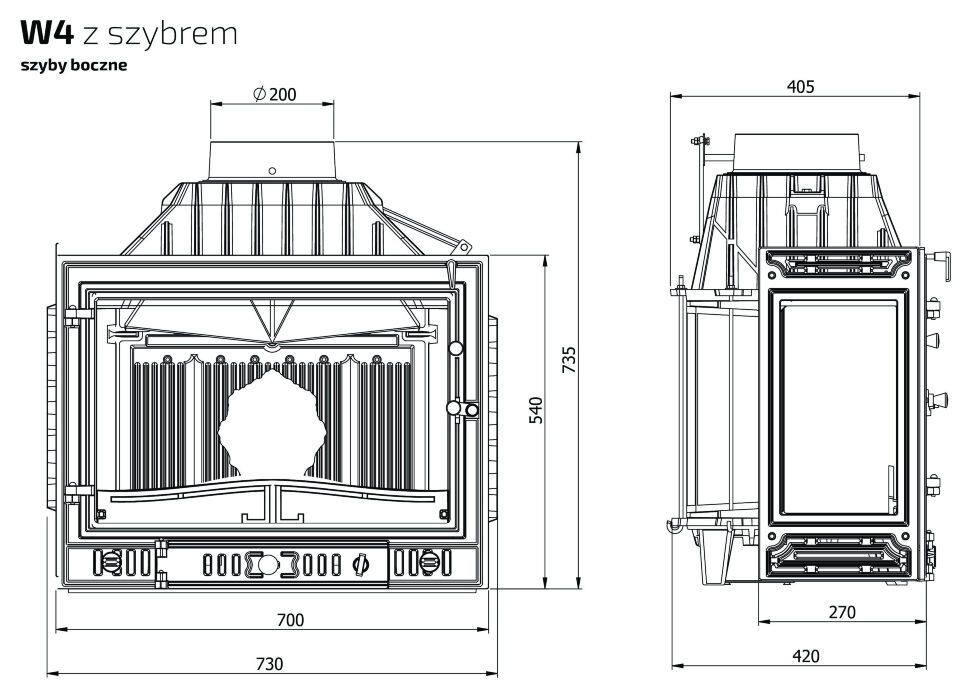 Каминная топка Kaw-Met W4 LPB (3 стекла)