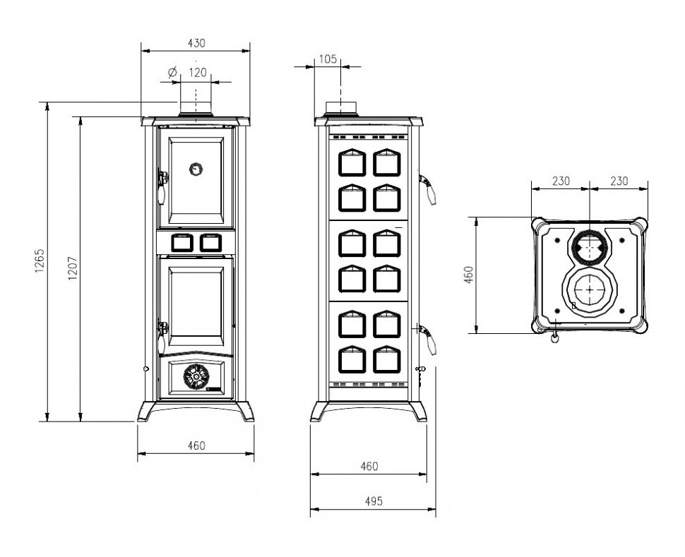 Чугунная печь камин La Nordica Gemma Forno (Нордика Джемма с духовкой)