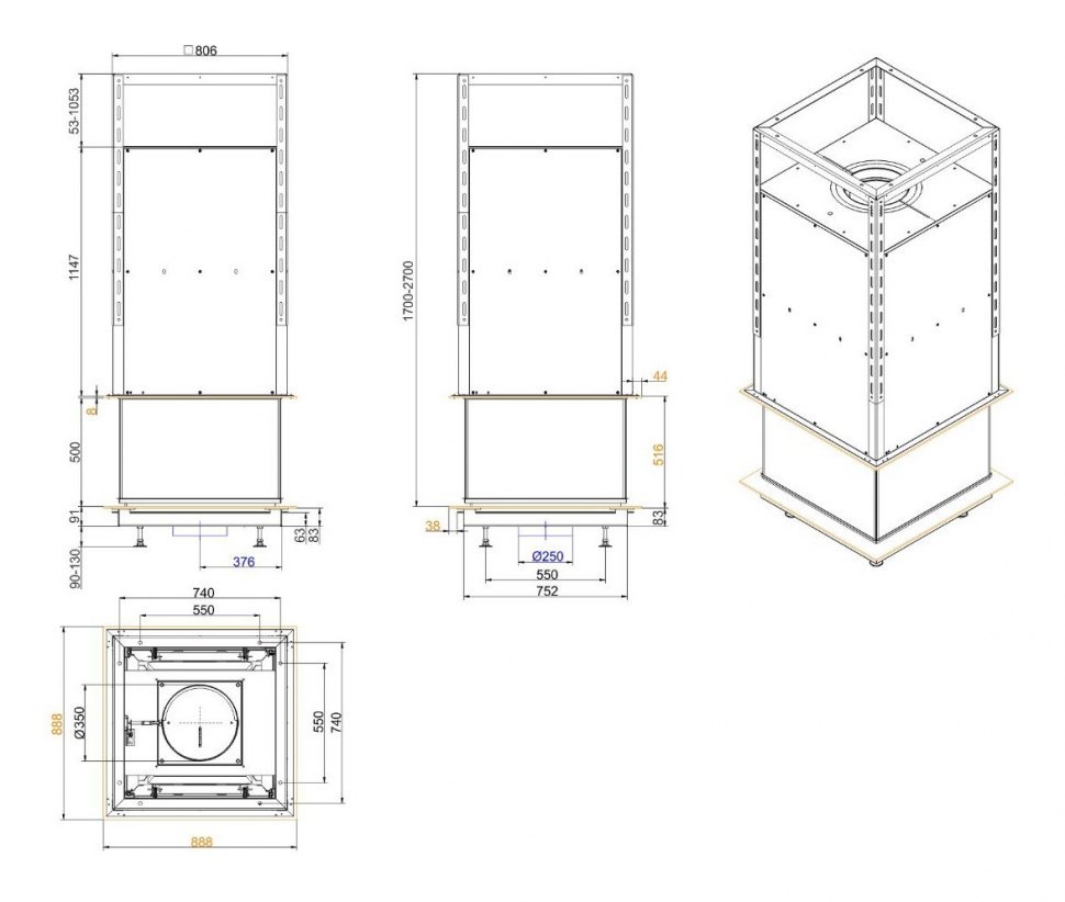 Каминная топка Brunner Urfeuer 4FREE 70
