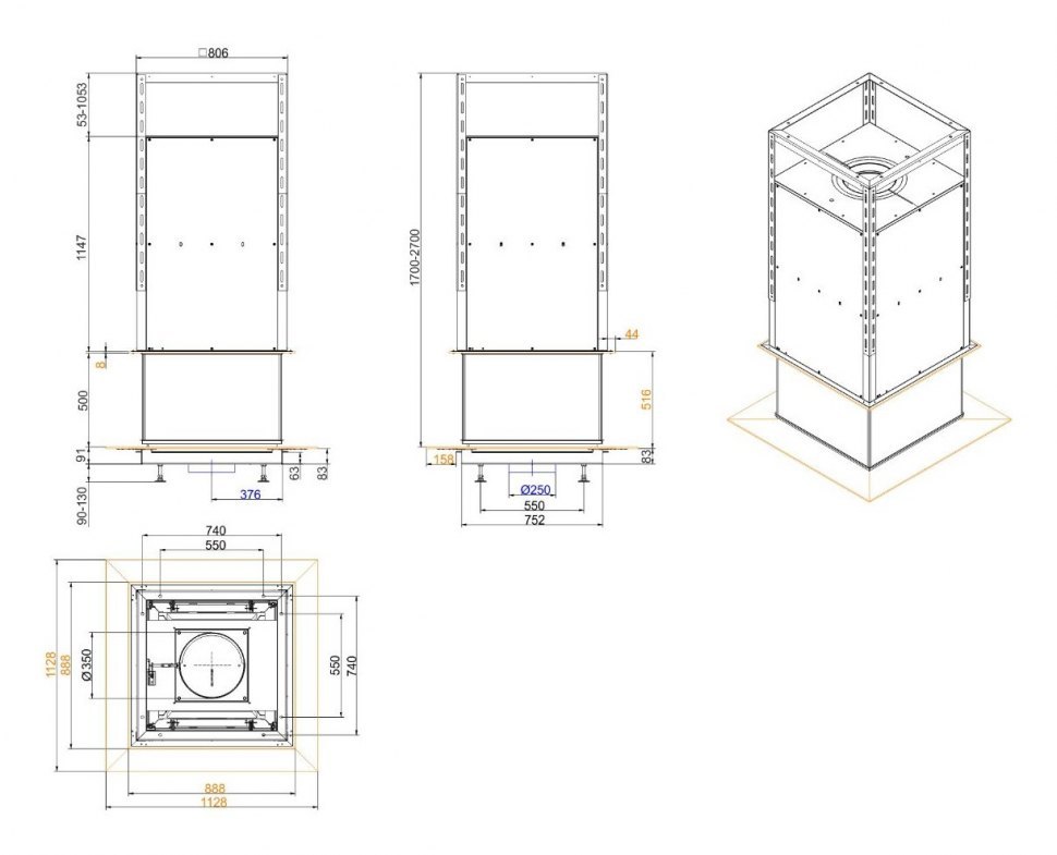 Каминная топка Brunner Urfeuer 4FREE 70