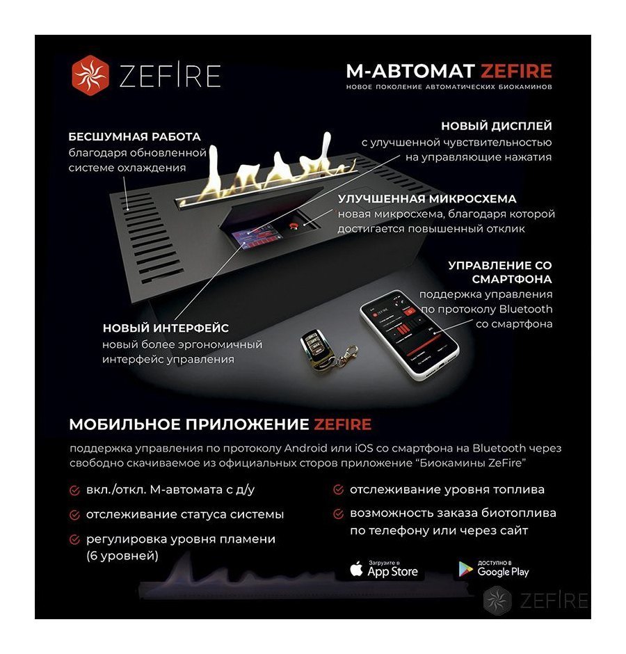 Биокамин автоматический ZeFire M 1400 с ДУ