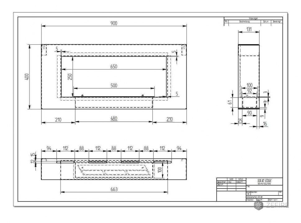 Биокамин ZeFire Orion 900 с белой рамкой