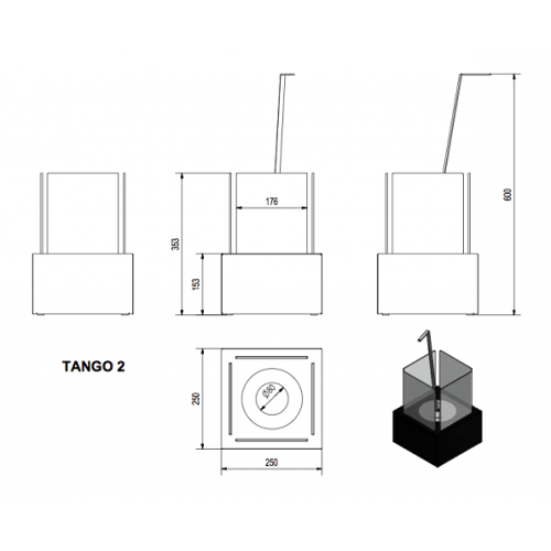 Биокамин Kratki Tango 2 черный (настольный)