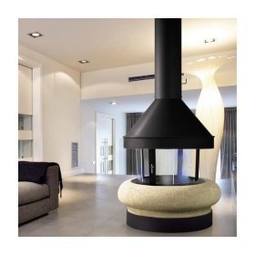 Камин ZEUS CENTRAL, со стеклом, чёрный (Traforart)