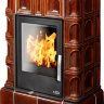 Кафельная печь-камин ABX Britania KI коричневая (кафельный цоколь, вставка Комбо) с допуском воздуха
