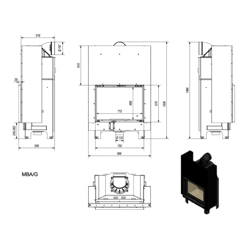 Каминная топка Kratki MBA G