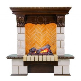 Каминокомплект Pierre Luxe - Темный дуб / Шампань (Высота 975мм) с очагом Cassette 400 NH