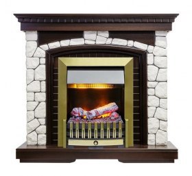 Каминокомплект Glasgow - Темный дуб / Белый с очагом Danville Antique Brass FB2