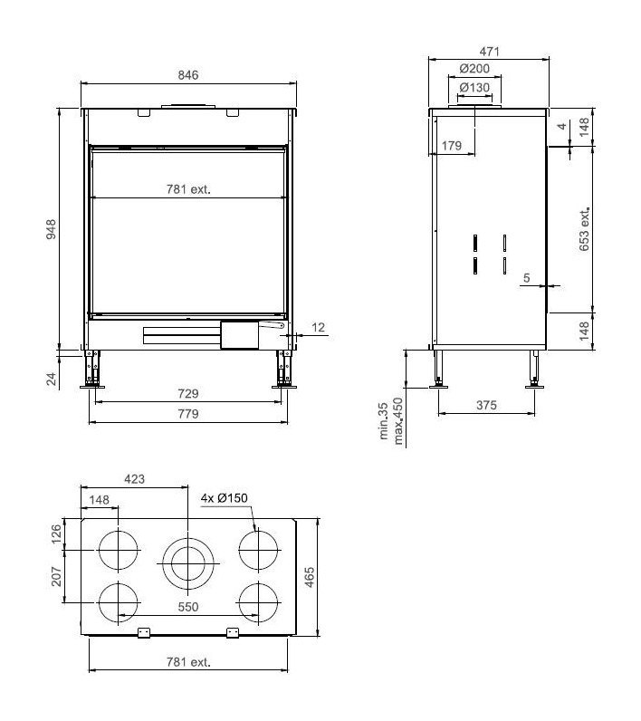 Газовый камин Тру Вижн 850 V / True Vision 850 V gas