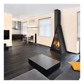 Камин BREDA FRONTAL, труба слева, чёрный (Traforart)