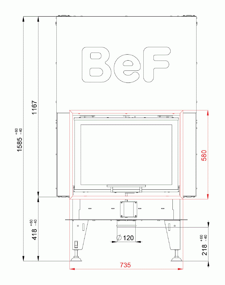 Каминная топка BeF Double V 7 Feel