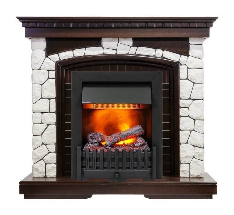 Каминокомплект Glasgow - Темный дуб / Белый с очагом Danville Black FB2