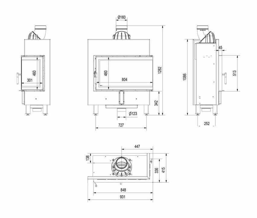 Каминная топка Kratki Lucy 14 SLIM P BS