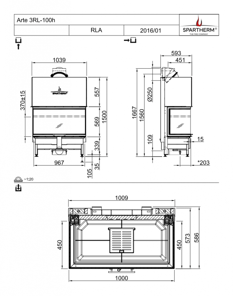 Каминная топка Spartherm Arte 3RL-100h 4S