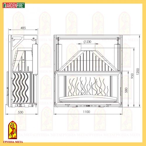 Каминная топка Мета Ardenfire Камилла 1100П